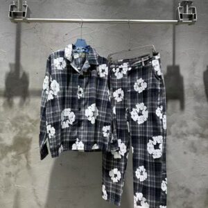 Monochrome Plaid Flower Co-Ord Set
