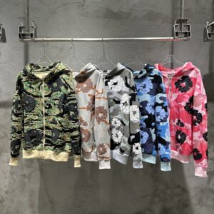 Trendy Camo Print Zip-Up Hoodie
