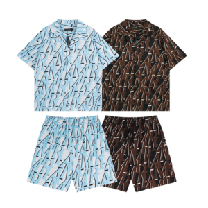 Monogram Logo Print Camp Collar Co-Ord Set