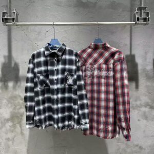 AMIRI-Inspired Distressed Plaid Flannel Shirt