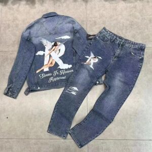 Rhinestone Logo Denim Co-Ord Set