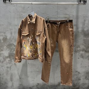 Vintage Washed Paint-Splatter Denim Co-Ord Set