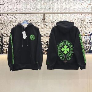 Chrome Hearts-Inspired Neon Green Cross Hoodie