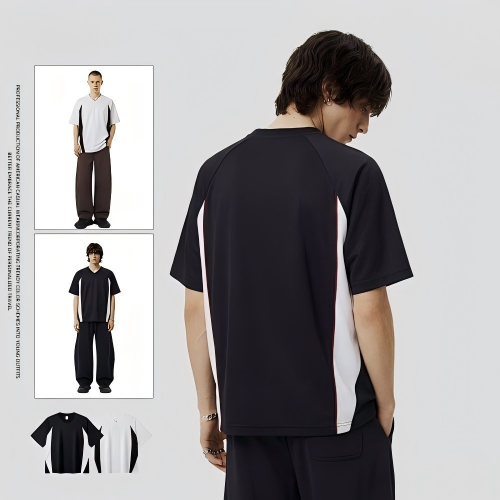 240g Breathable mesh v-neck t shirt