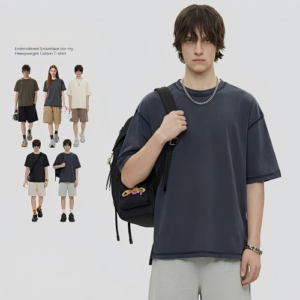 275g snowflake embroidery cotton t shirt