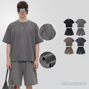 275g vintage wash t shirt with strips on the sleeve