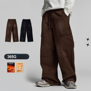 Paneled Multi-Pocket Cargo Pants — Acid Wash, Distressed Details, Fleece-Lined