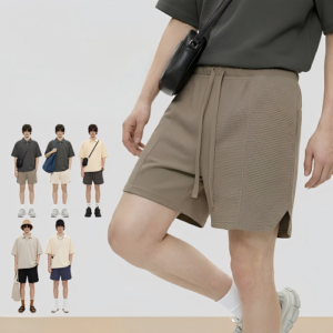 330g Diamond-Pattern Waffle-Knit Slit Trousers